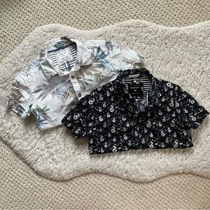 Denim & Flower Kids Button Down Shirts - Floral and Leaf Patterns